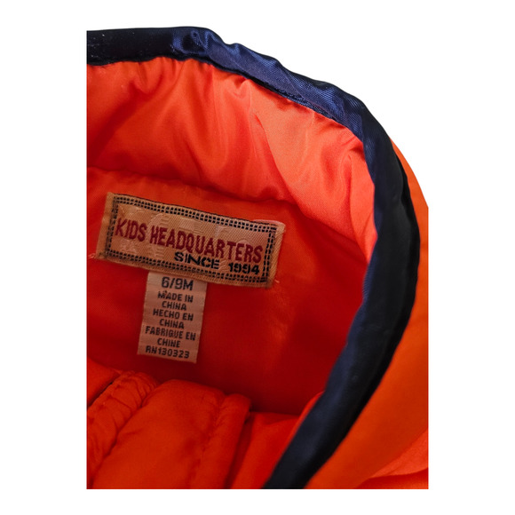 Kids Headquarters Size 6-9M Orange Sleeveless Full Zip Closure Jacket - Picture 3 of 8